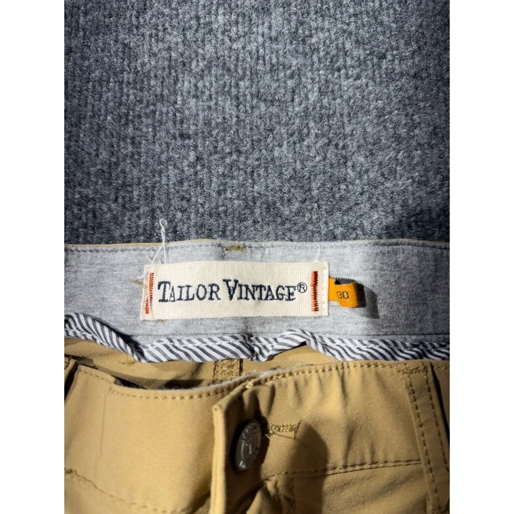 Tailor Vintage Canaan Slim Fit Pants Mens 30 Tan Khaki Comfort Stretch Waist